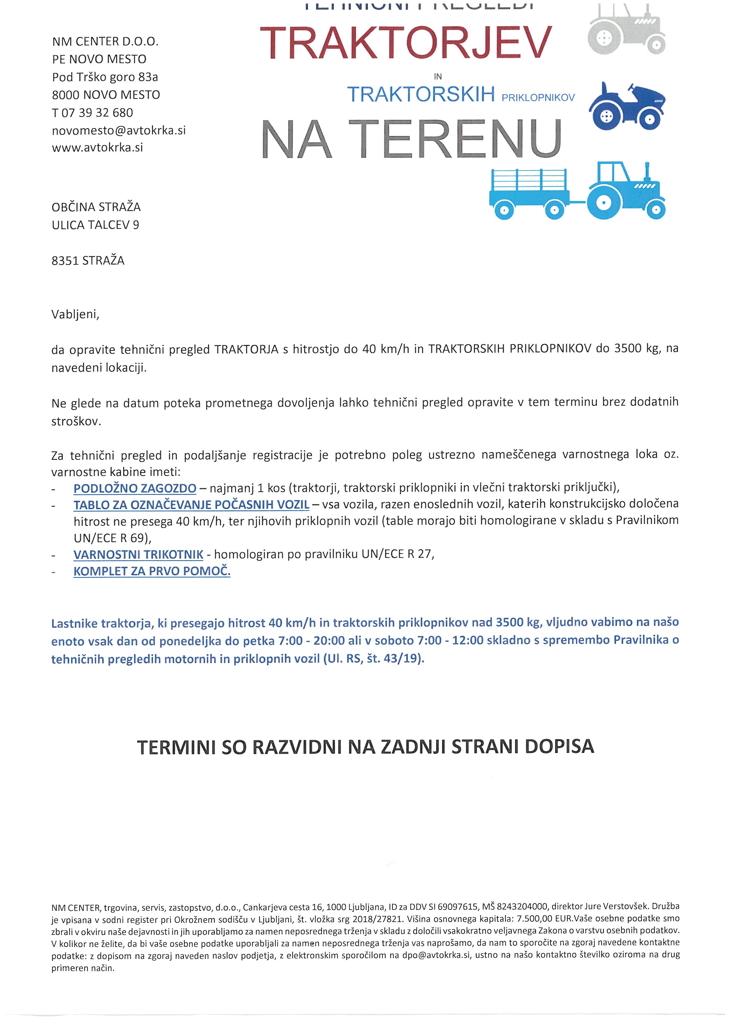Tehnični pregledi traktorjev